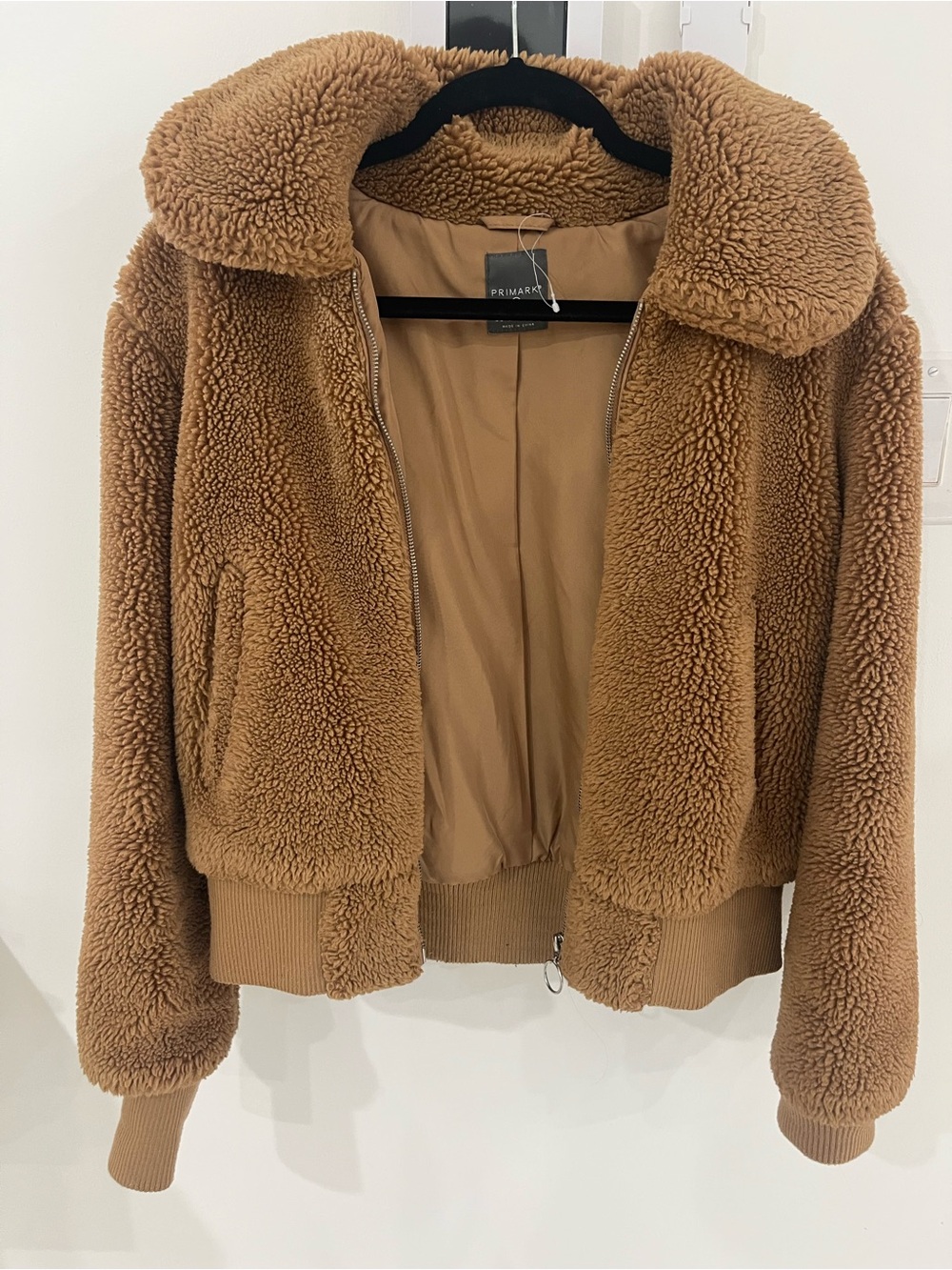 Primark Women’s Teddy Jacket - Camel Brown Size small